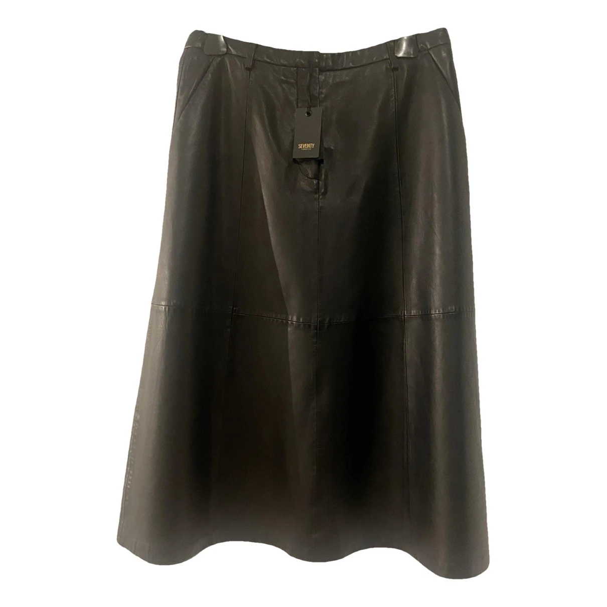 Pre-owned Seventy Leather Mid-length Skirt In Black