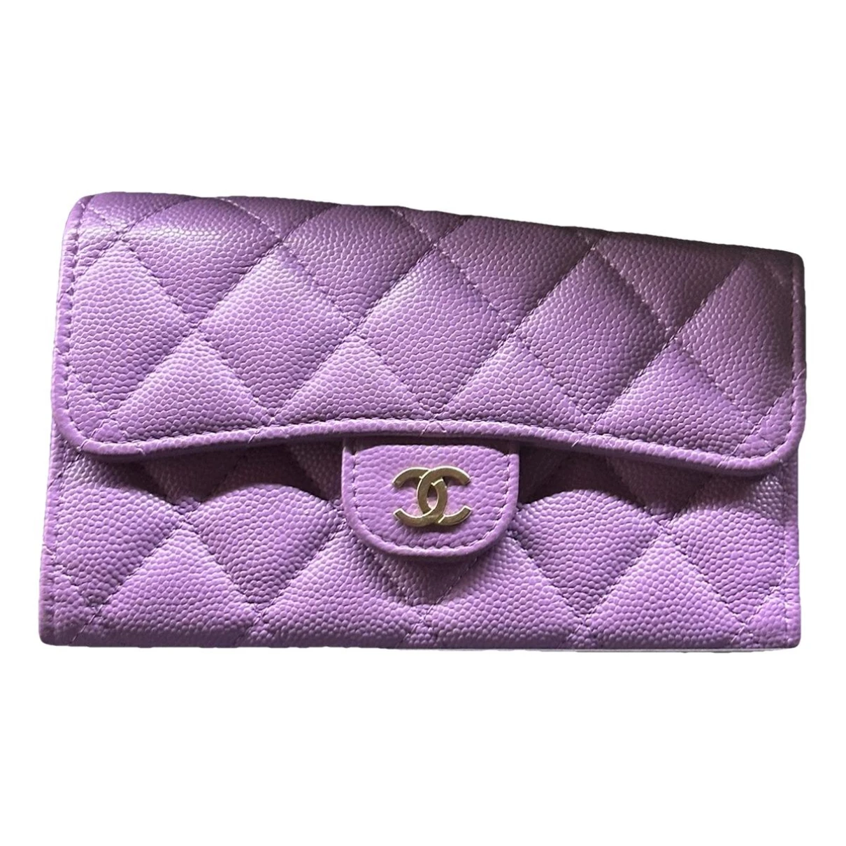 Pre-owned Chanel Timeless/classique Leather Wallet In Purple
