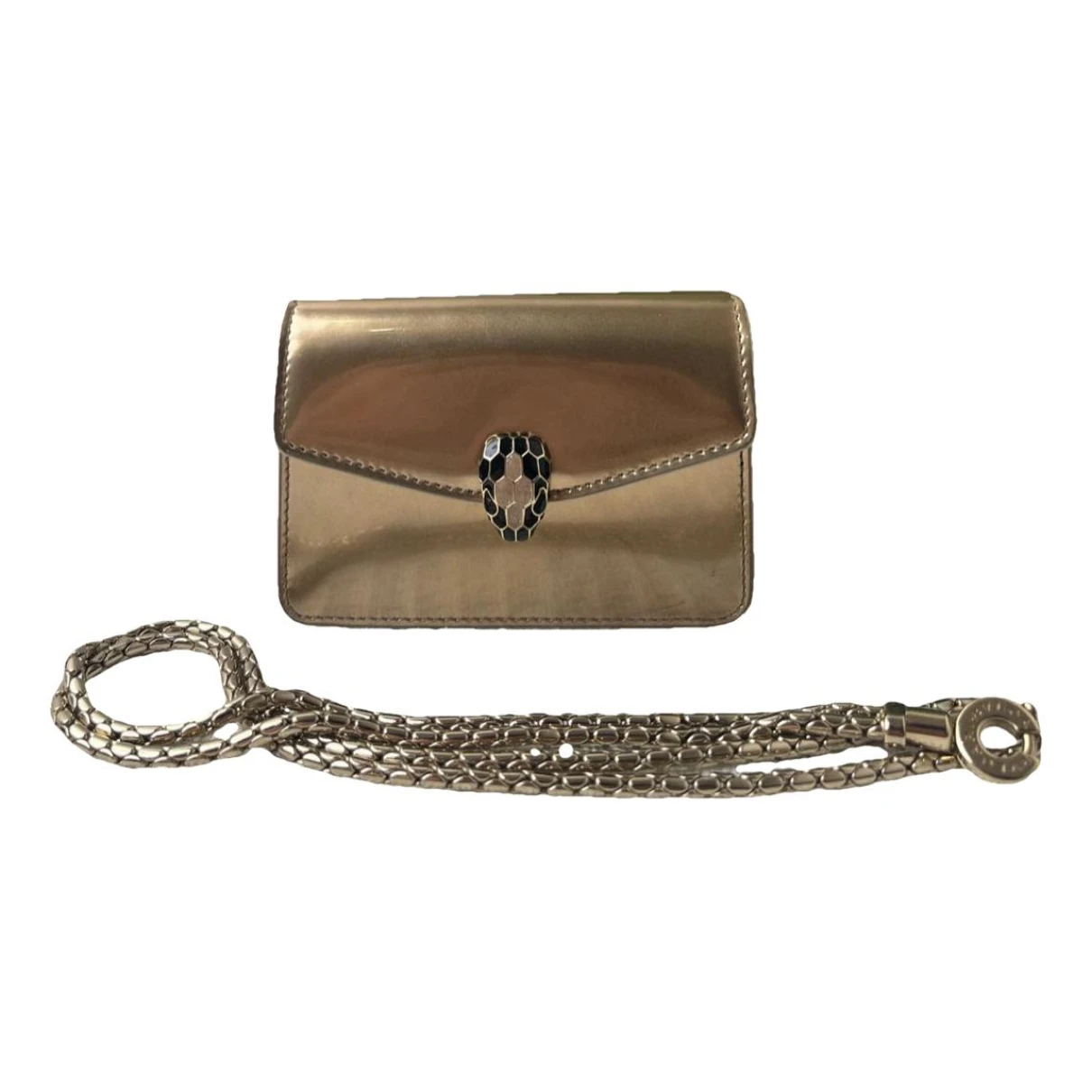 Pre-owned Bvlgari Serpenti Patent Leather Crossbody Bag In Gold