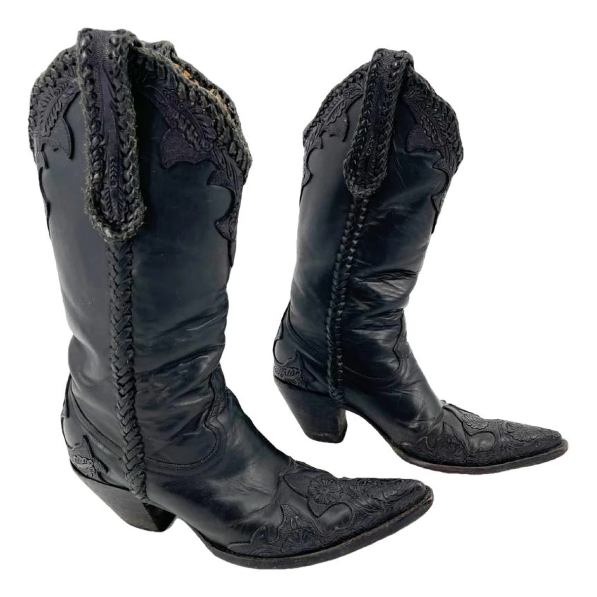 Pre-owned Old Gringo Leather Western Boots In Black