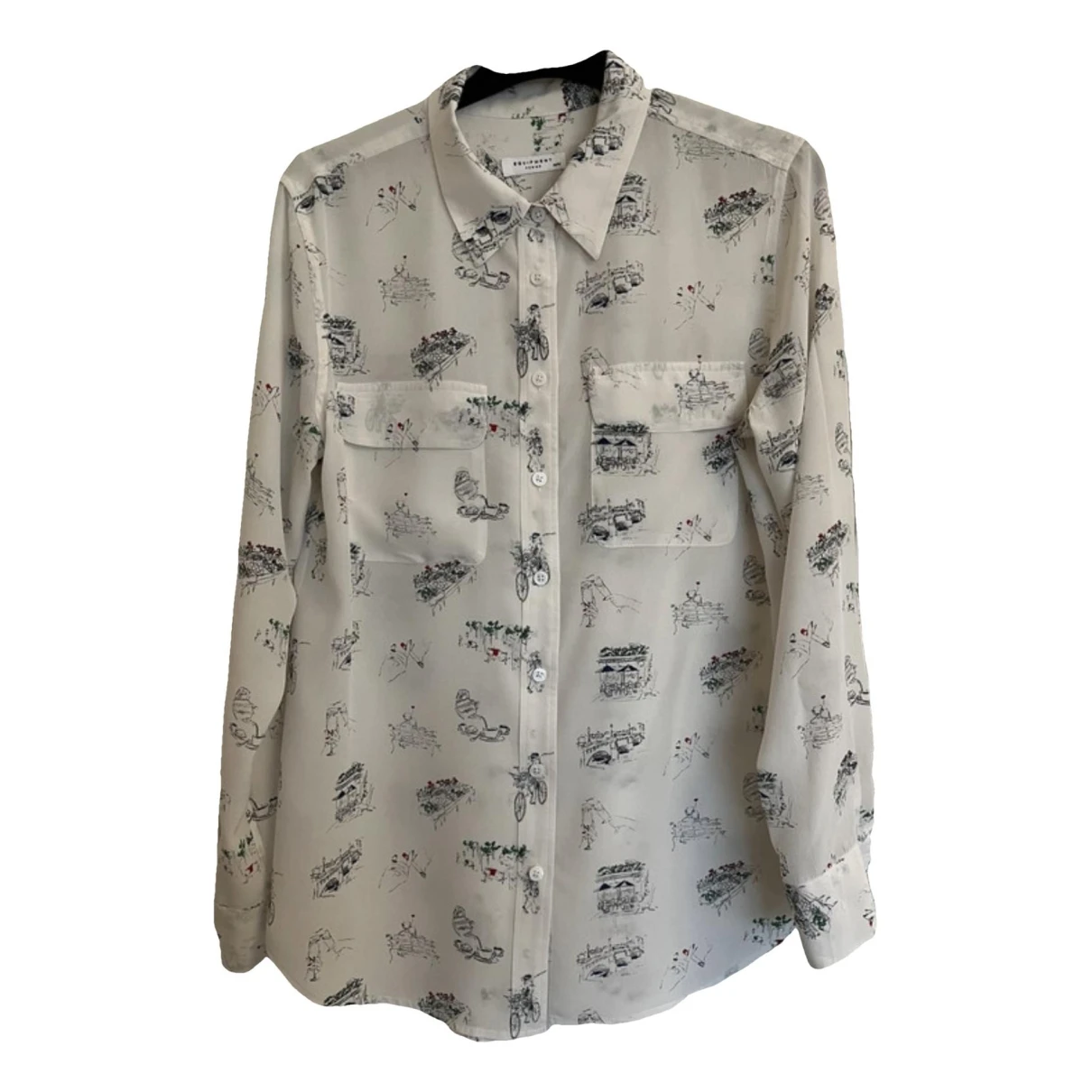 Pre-owned Equipment Silk Shirt In White
