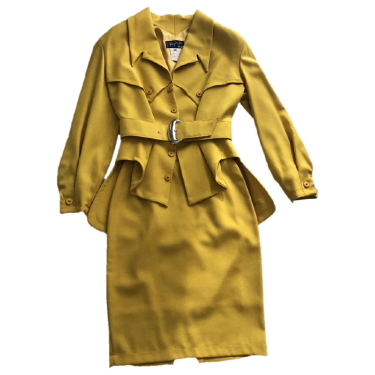 Pre-owned Mugler Wool Suit Jacket In Yellow