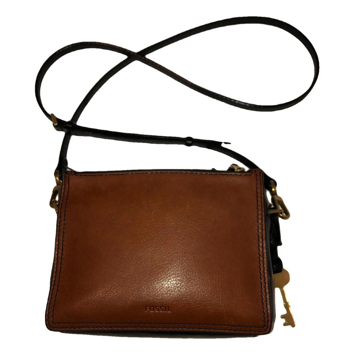 Pre-owned Fossil Leather Crossbody Bag In Brown