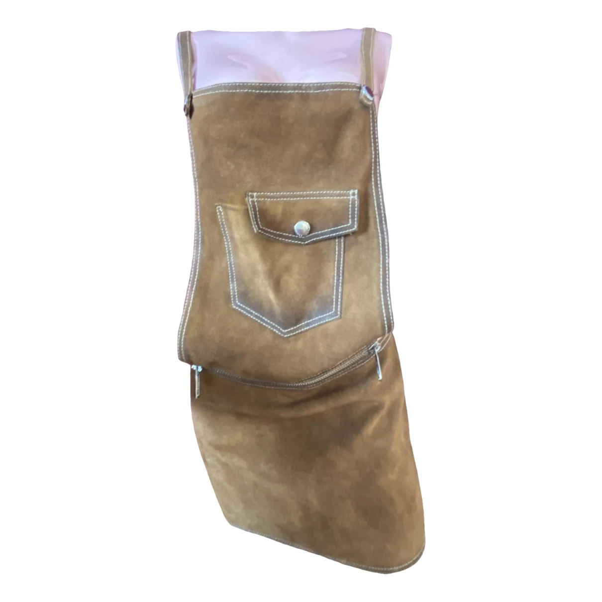 Pre-owned Dsquared2 Leather Mini Dress In Beige