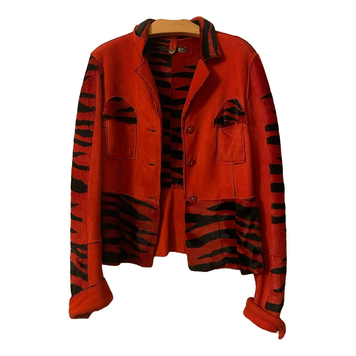 Pre-owned Just Cavalli Leather Jacket In Red