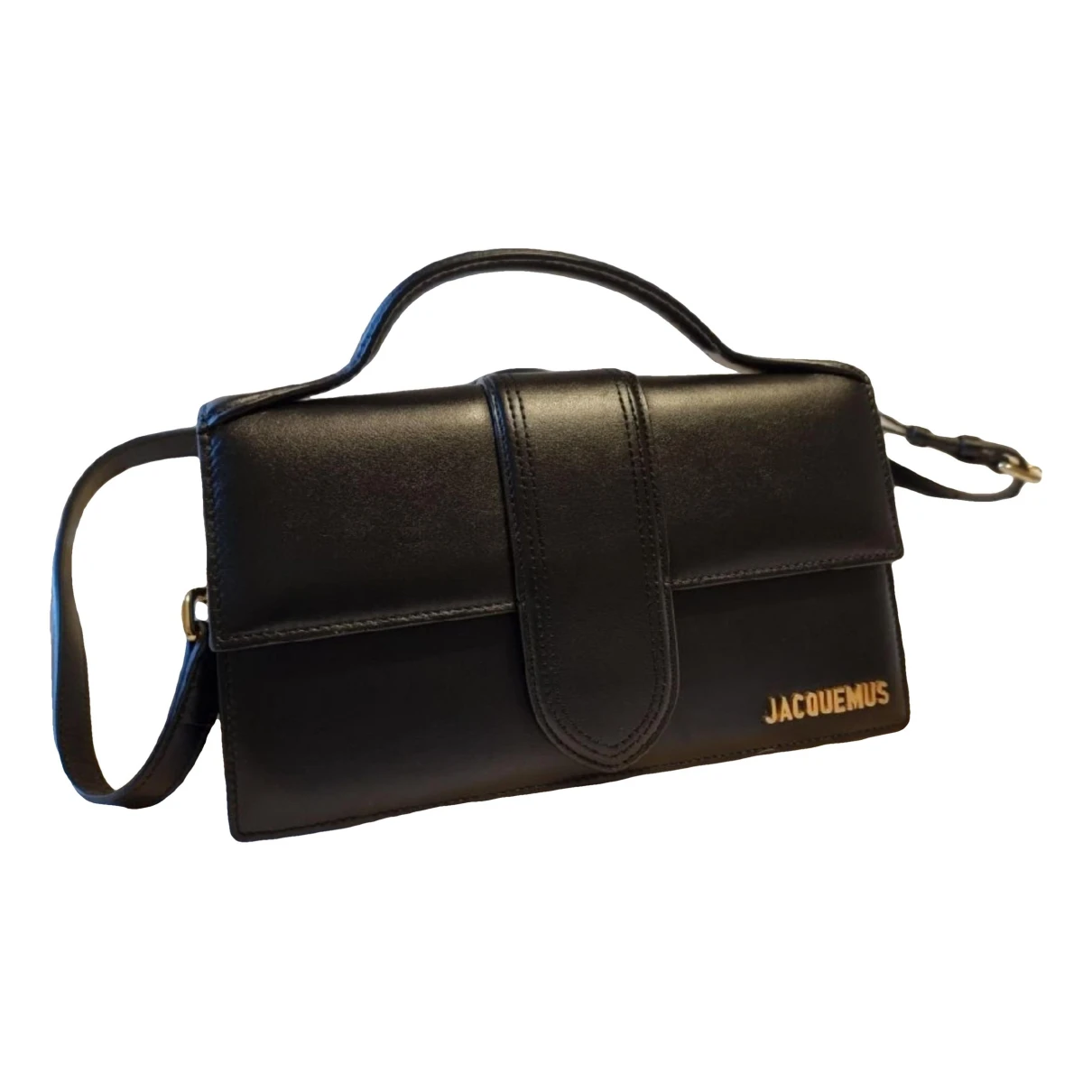 Pre-owned Jacquemus Le Grand Bambino Leather Crossbody Bag In Black