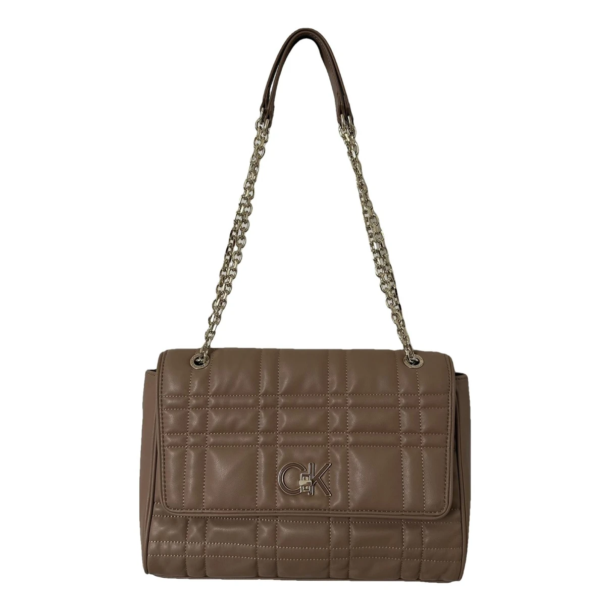 Pre-owned Calvin Klein Leather Handbag In Camel