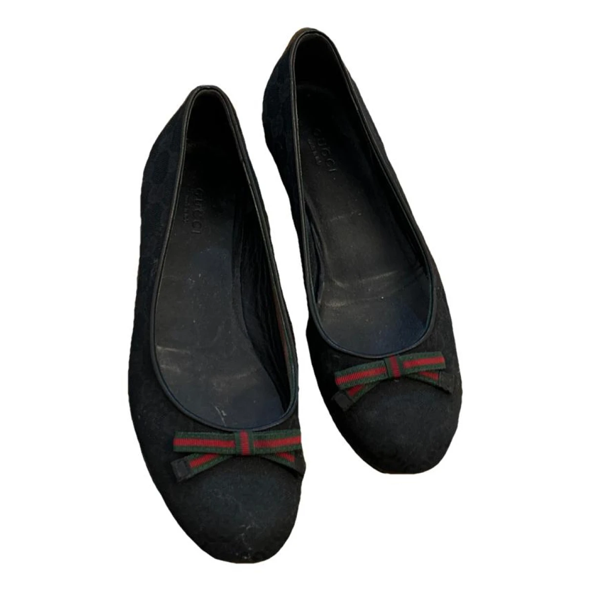 Pre-owned Gucci Cloth Ballet Flats In Black