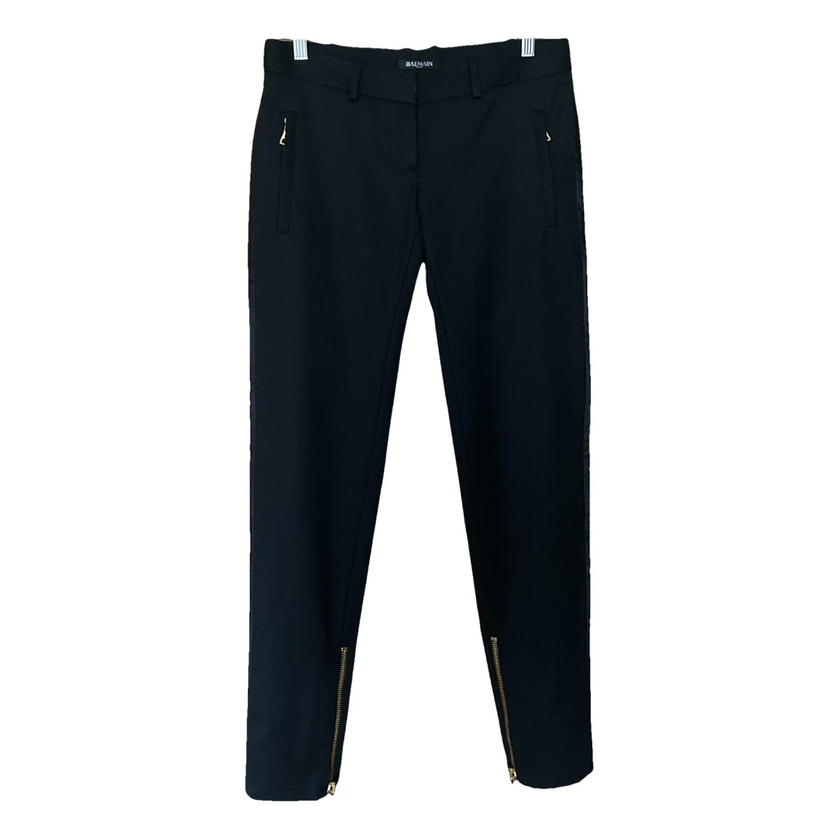 Pre-owned Balmain Wool Slim Pants In Black