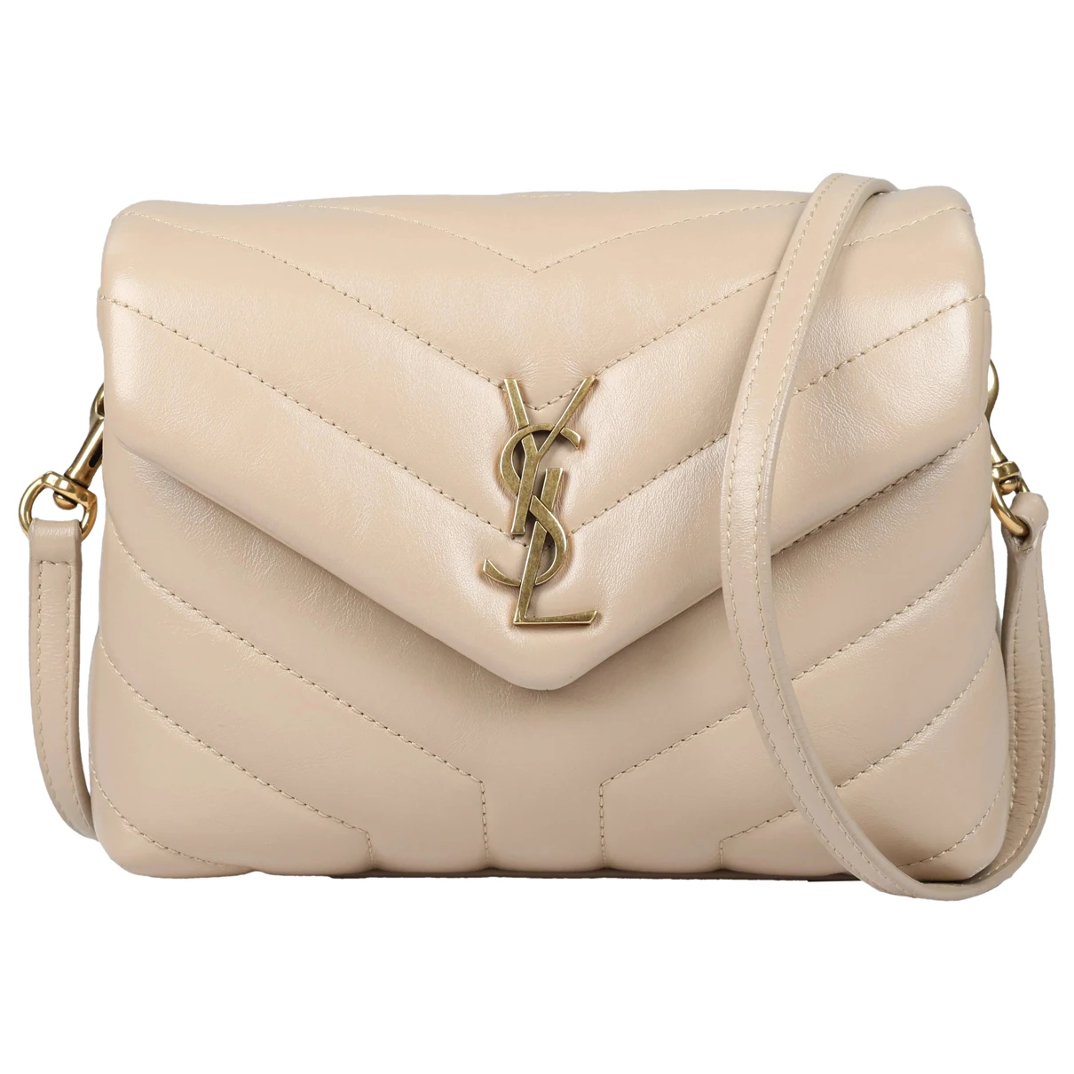 Pre-owned Saint Laurent Loulou Leather Crossbody Bag In Beige
