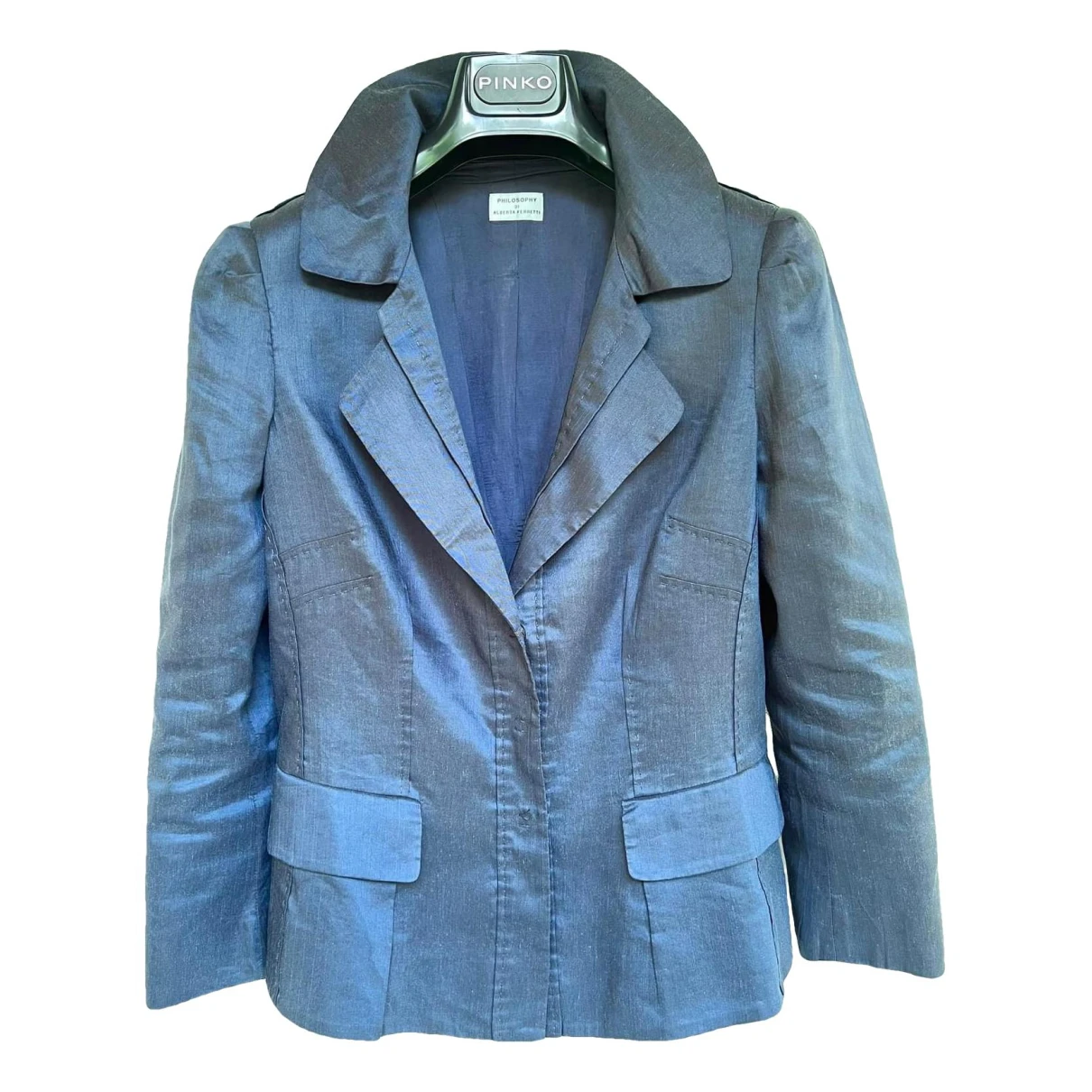 Pre-owned Philosophy Di Alberta Ferretti Linen Suit Jacket In Blue