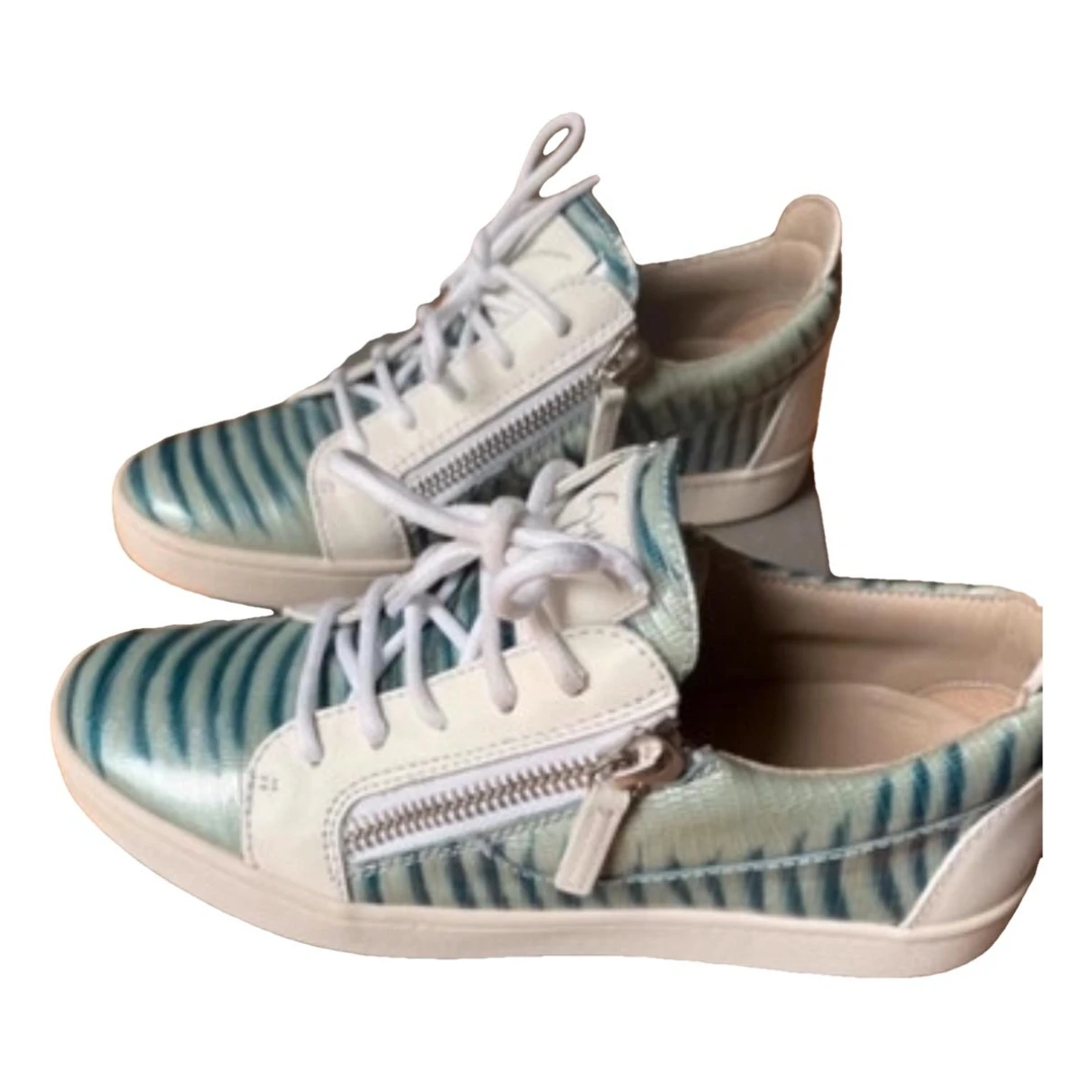 Pre-owned Giuseppe Zanotti Patent Leather Trainers In Blue
