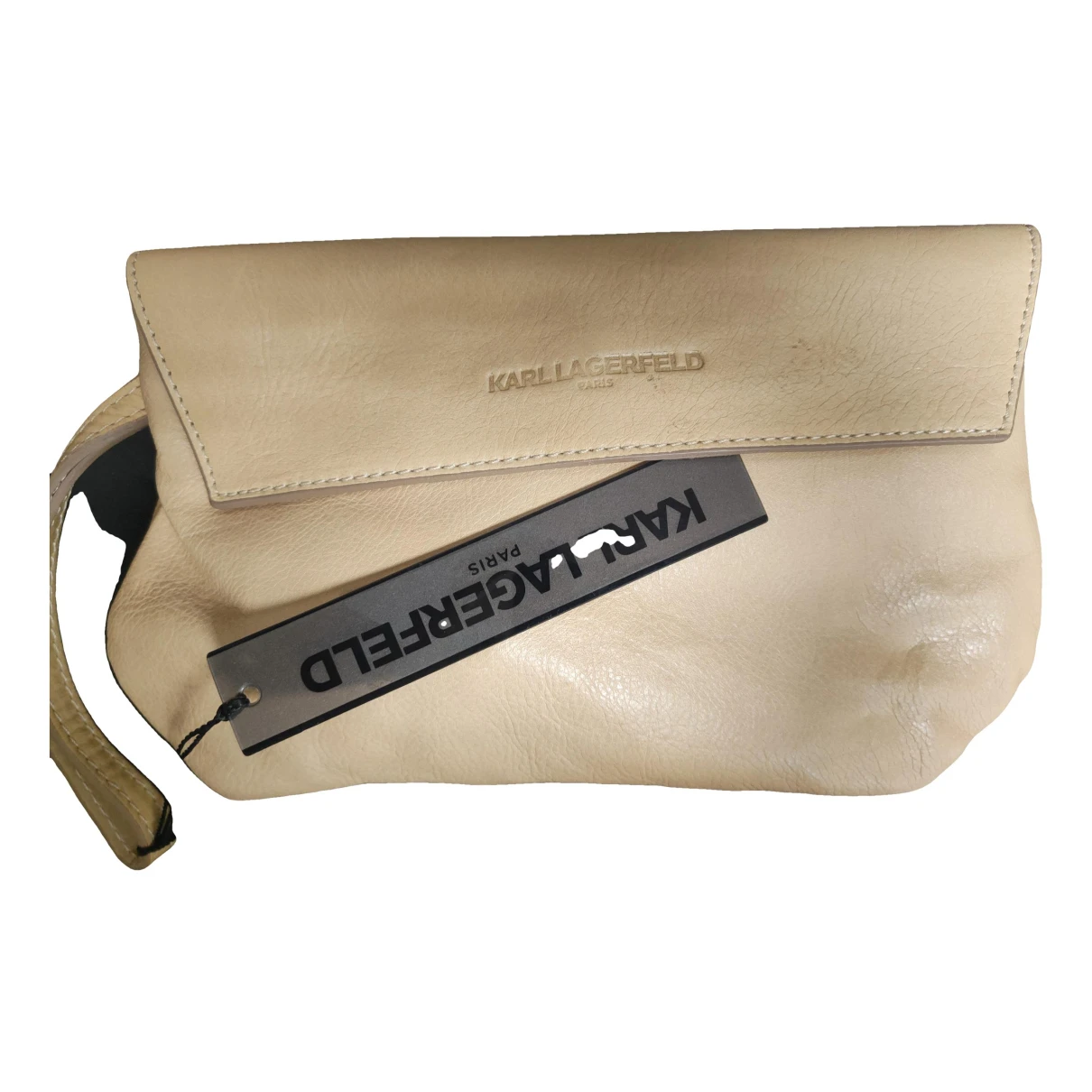 Pre-owned Karl Lagerfeld Leather Clutch Bag In Beige