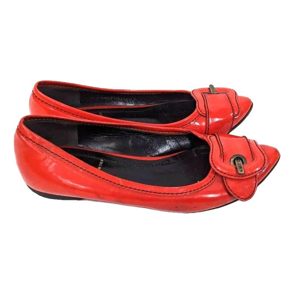 Pre-owned Fendi Leather Flats In Red