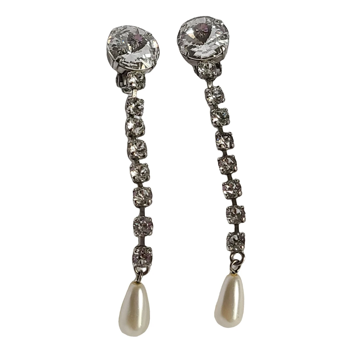 Pre-owned Miu Miu Crystal Earrings In Silver