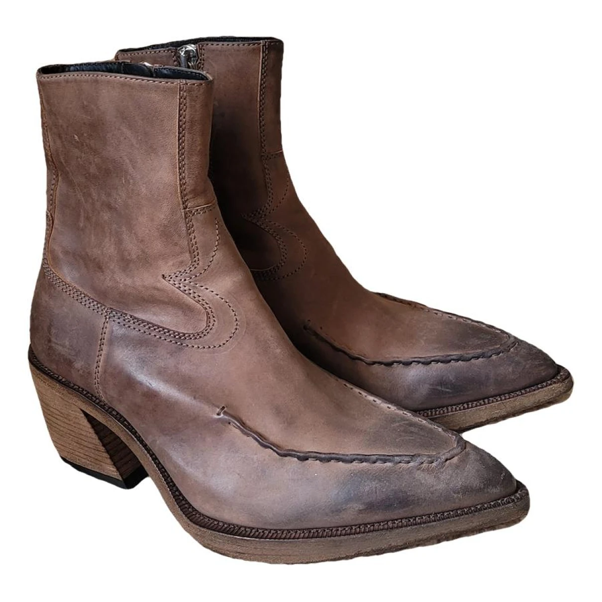 Pre-owned Acne Studios Leather Boots In Brown