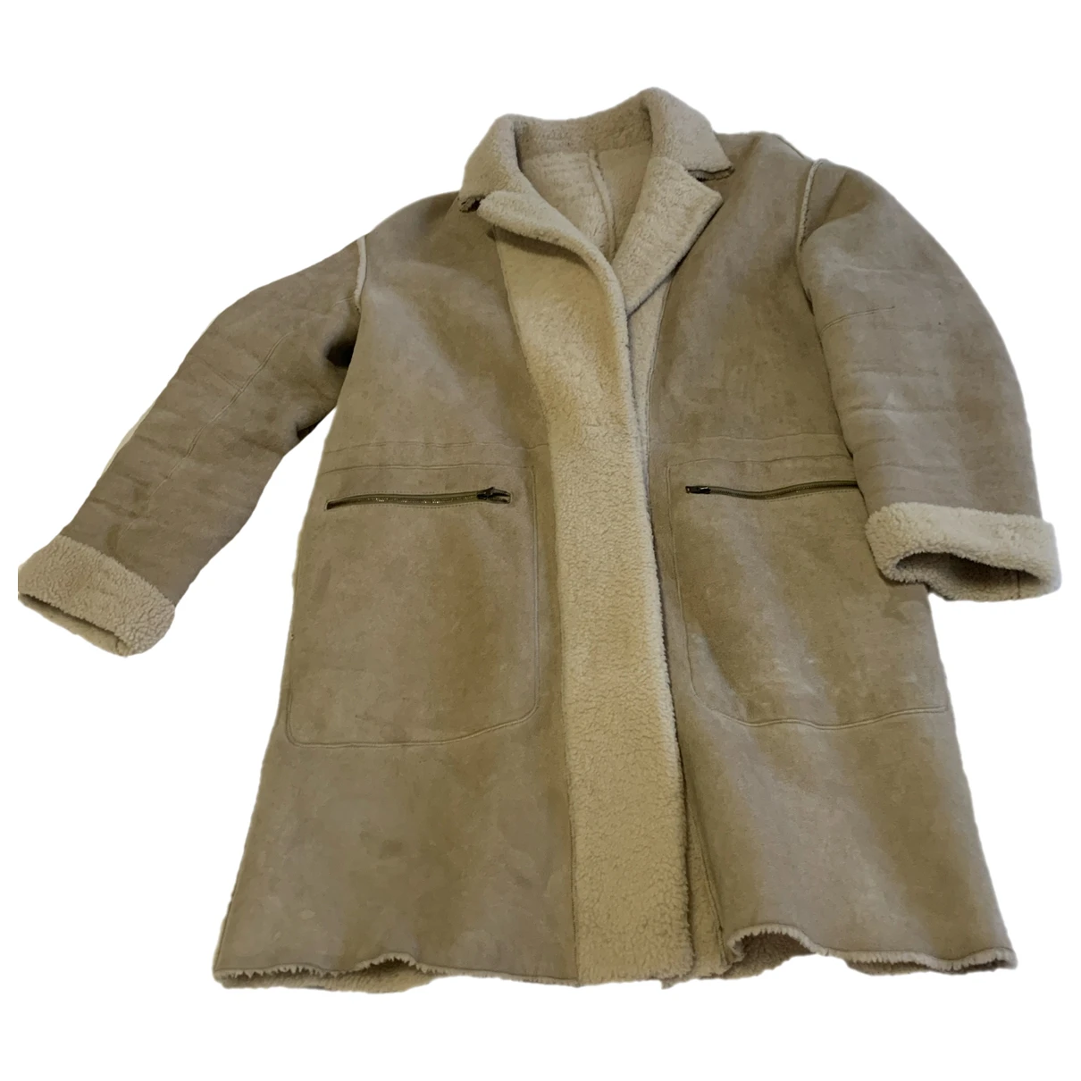 Pre-owned Sprung Frères Leather Coat In Ecru