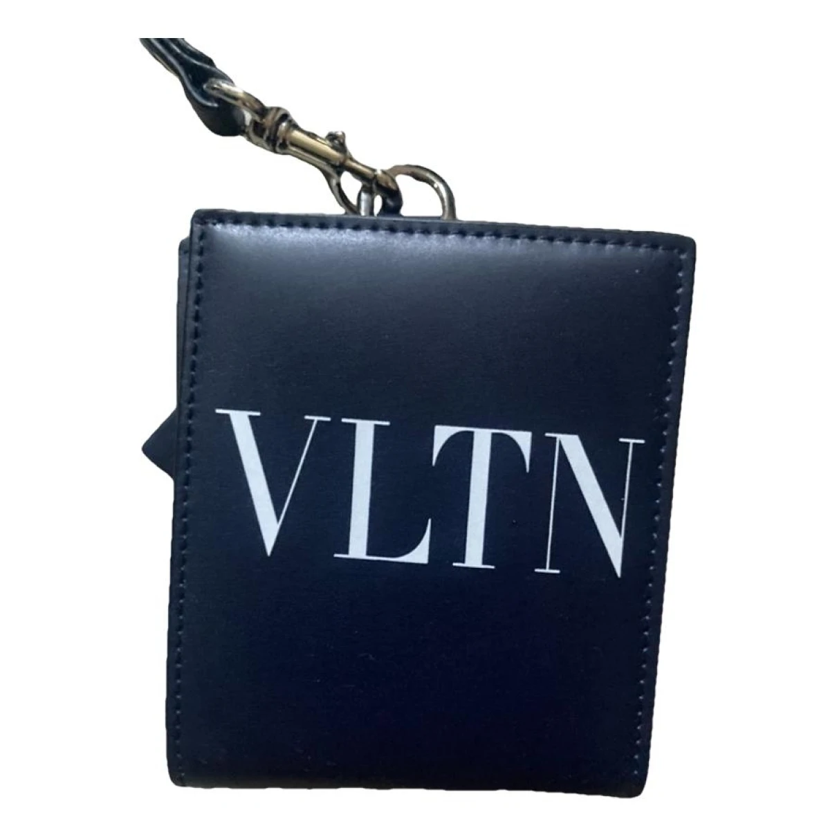 Pre-owned Valentino Garavani Vlogo Leather Wallet In Blue