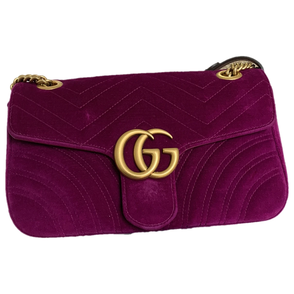 Pre-owned Gucci Gg Marmont Flap Crossbody Bag In Purple