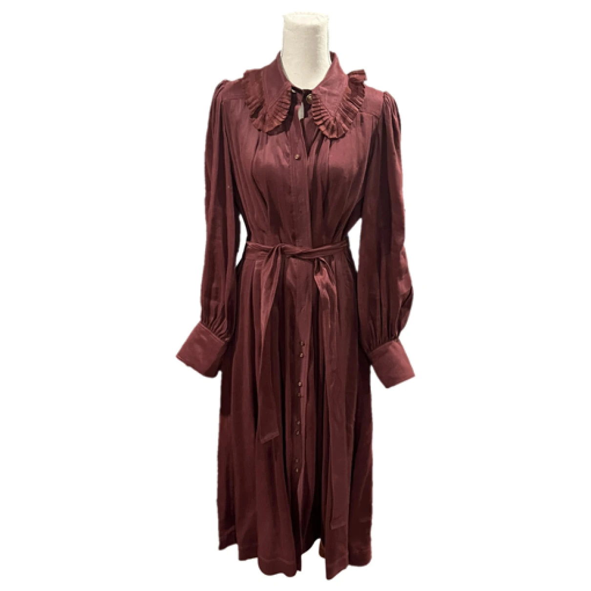 Pre-owned Aje Linen Maxi Dress In Burgundy