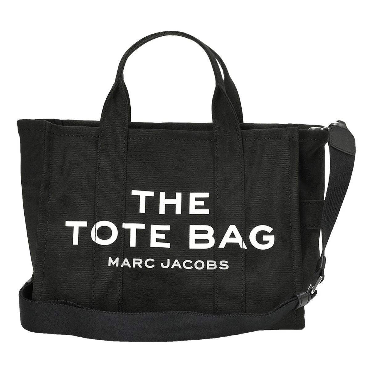 Pre-owned Marc Jacobs The Tag Tote Cloth Handbag In Black