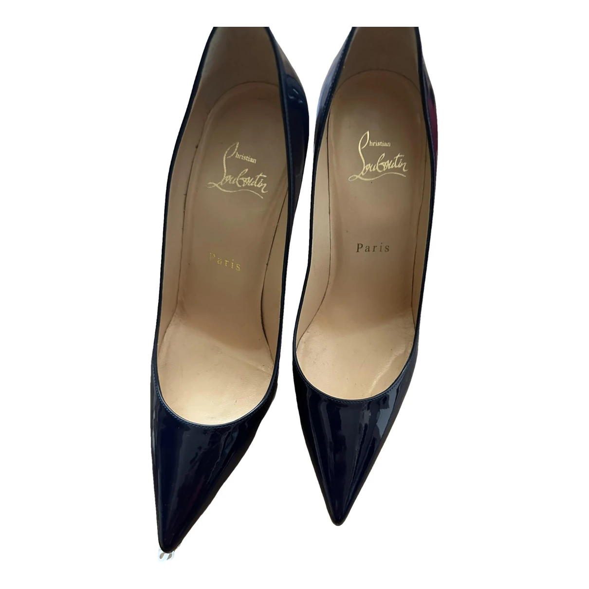 Pre-owned Christian Louboutin Pigalle Patent Leather Heels In Navy