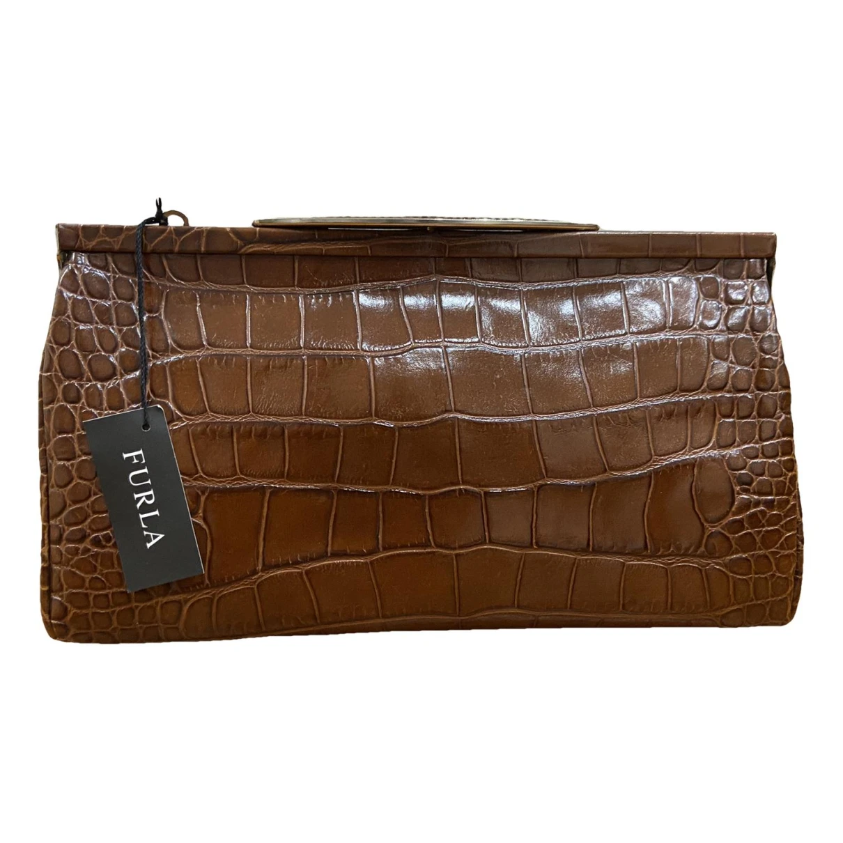 Pre-owned Furla Leather Clutch Bag In Brown