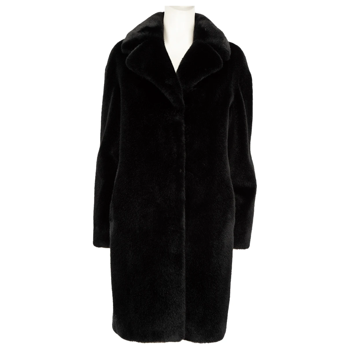 Pre-owned Stand Studio Faux Fur Coat In Black