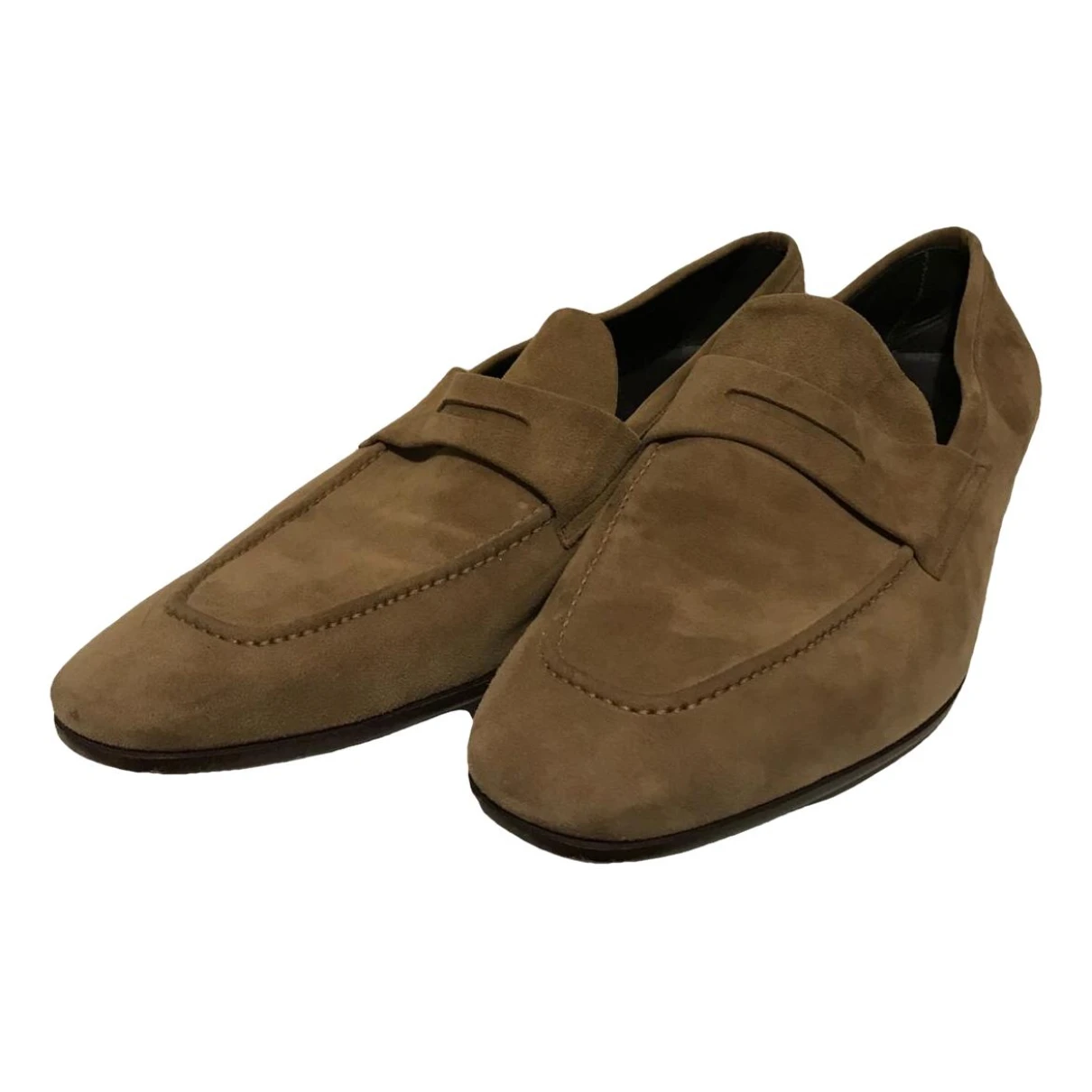 Pre-owned Lidfort Leather Flats In Camel