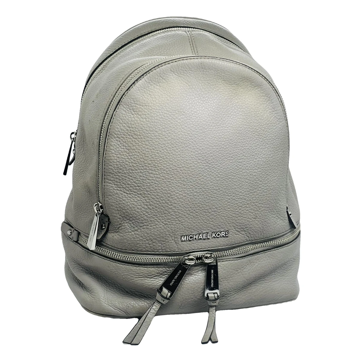 Pre-owned Michael Kors Rhea Leather Backpack In Grey