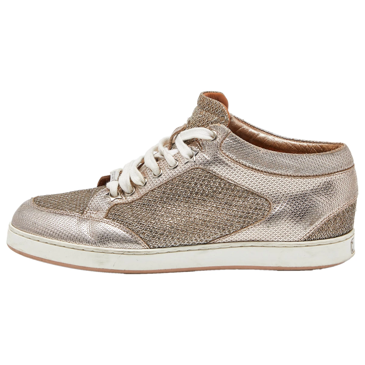 Pre-owned Jimmy Choo Glitter Trainers In Gold