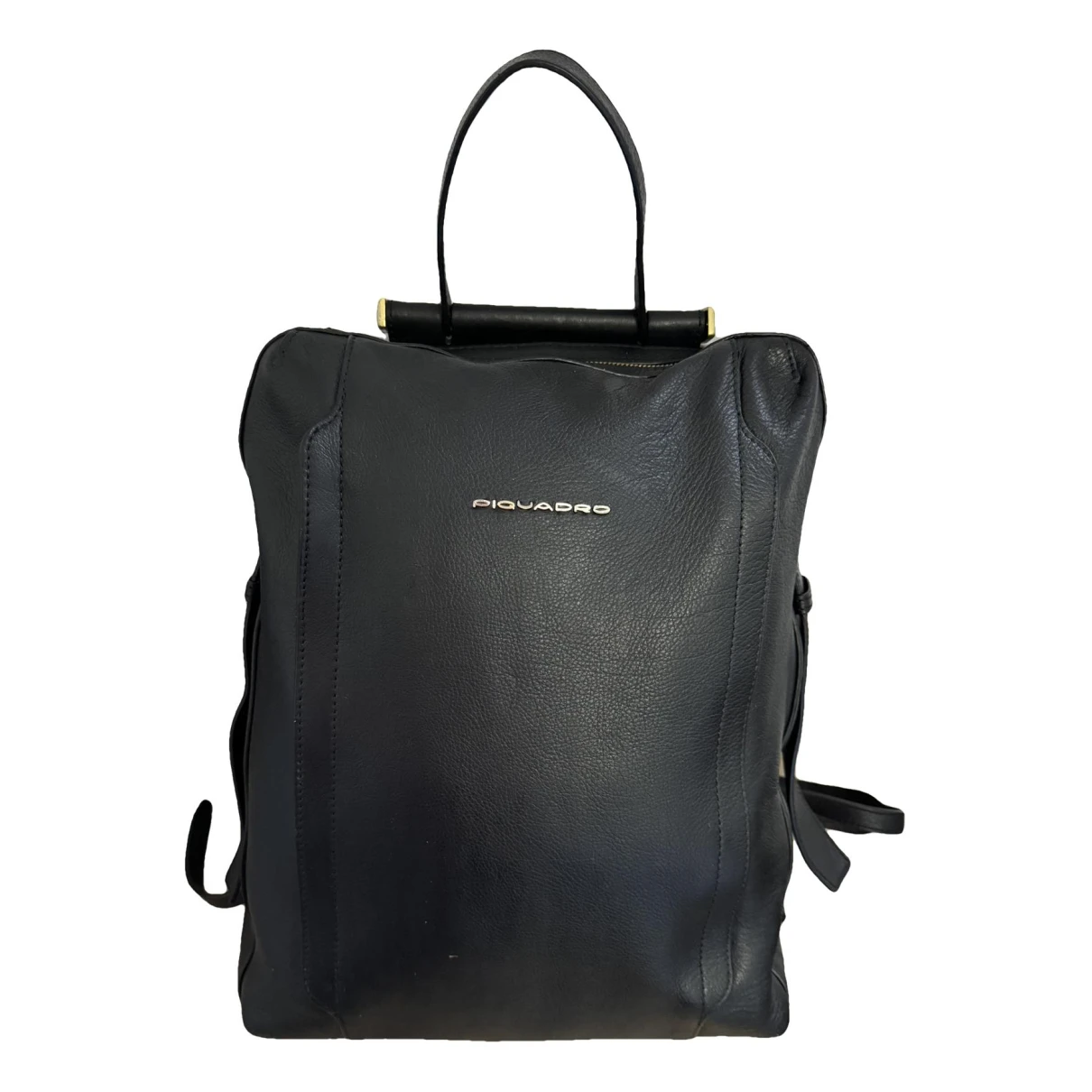 Pre-owned Piquadro Leather Backpack In Black