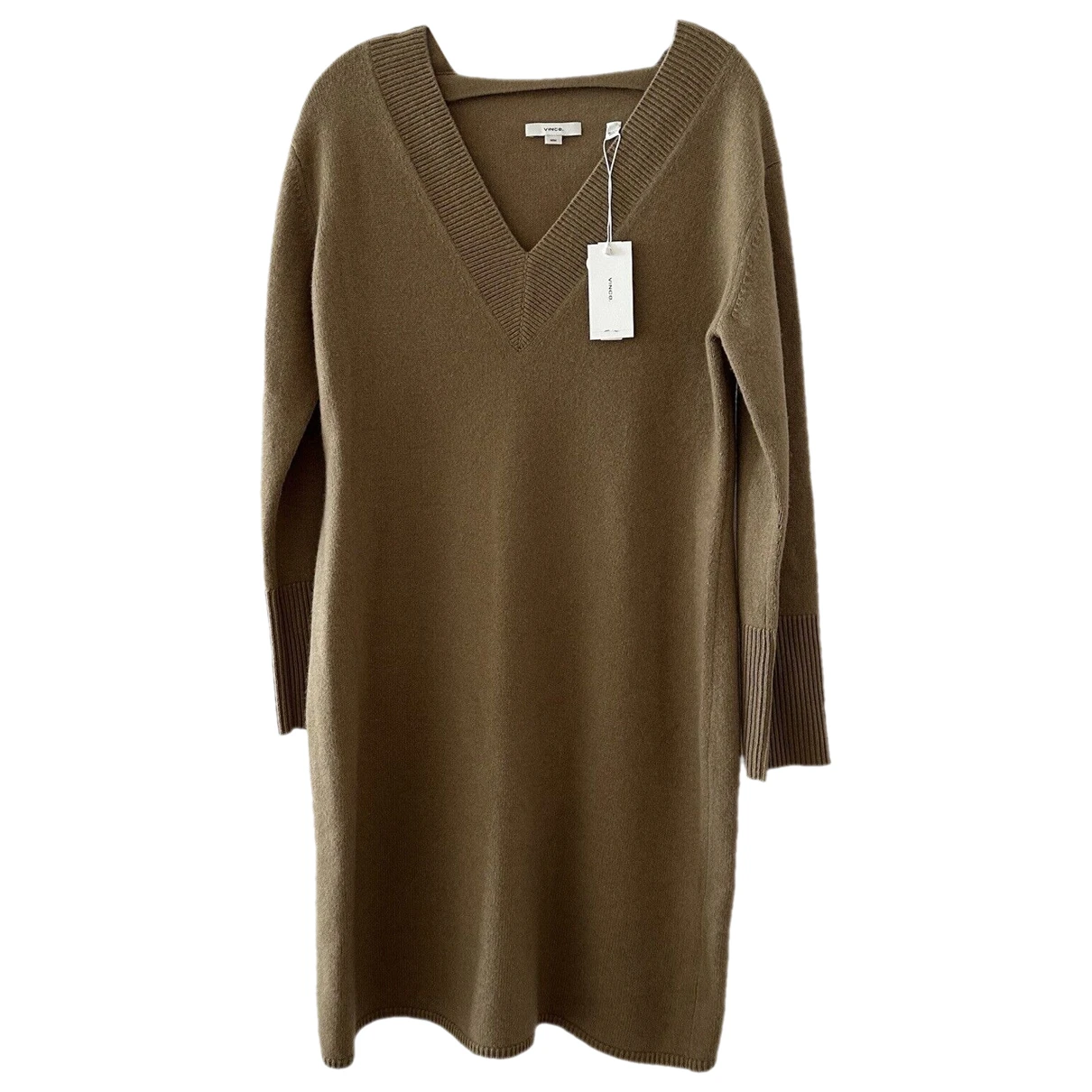 Pre-owned Vince Cashmere Mini Dress In Beige