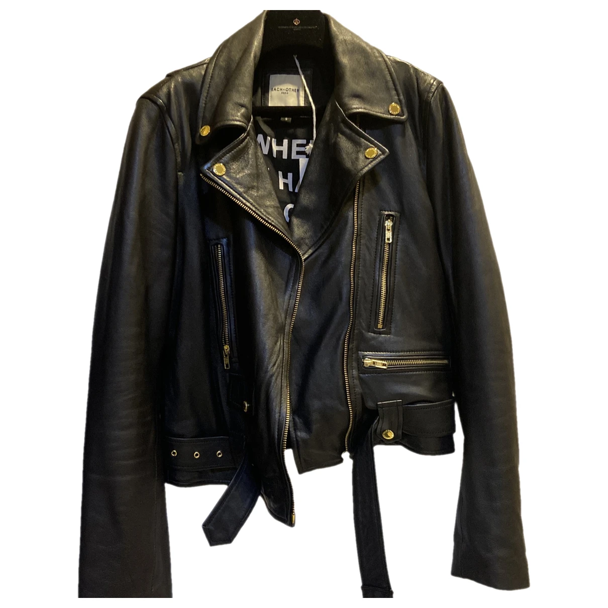 Pre-owned Each X Other Each X Leather Biker Jacket In Black