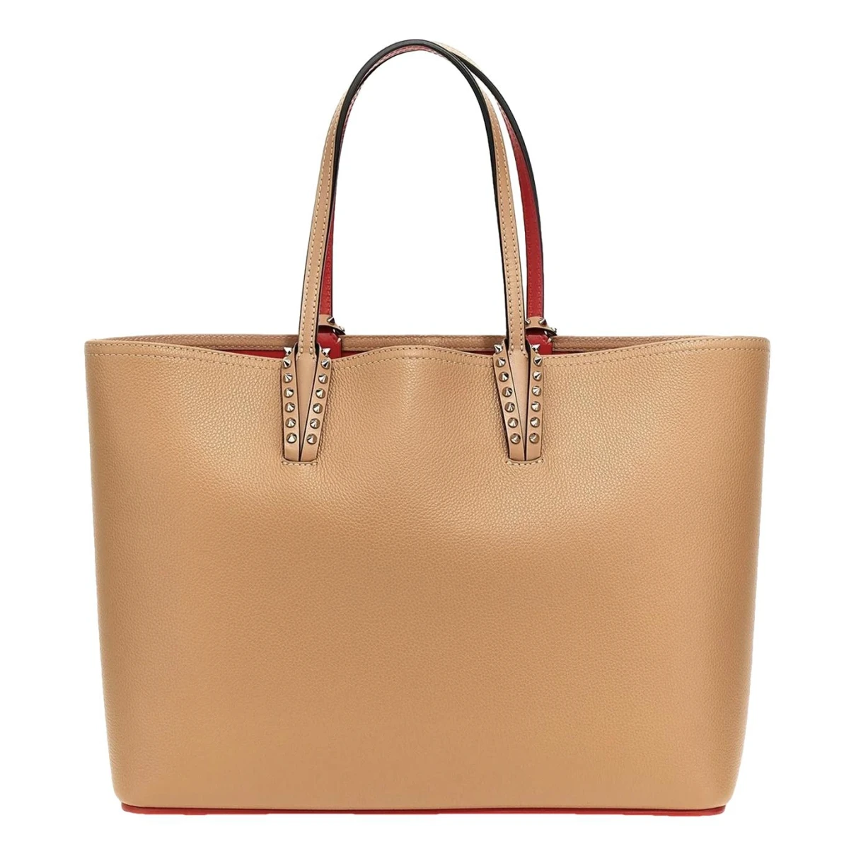 Pre-owned Christian Louboutin Cabata Leather Tote In Beige