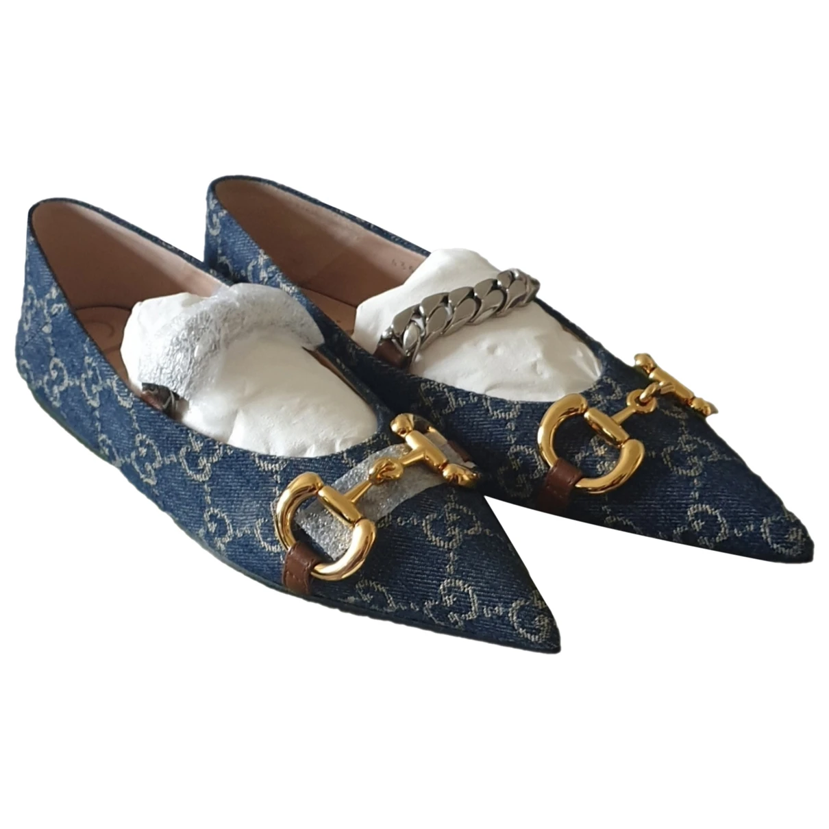 Pre-owned Gucci Leather Ballet Flats In Blue