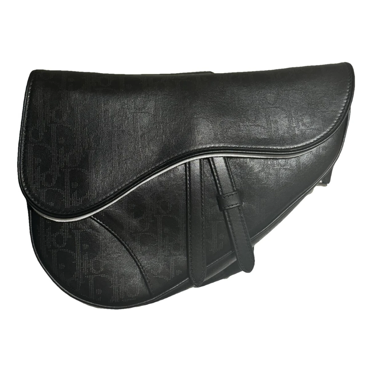 Pre-owned Dior Saddle Leather Bag In Black
