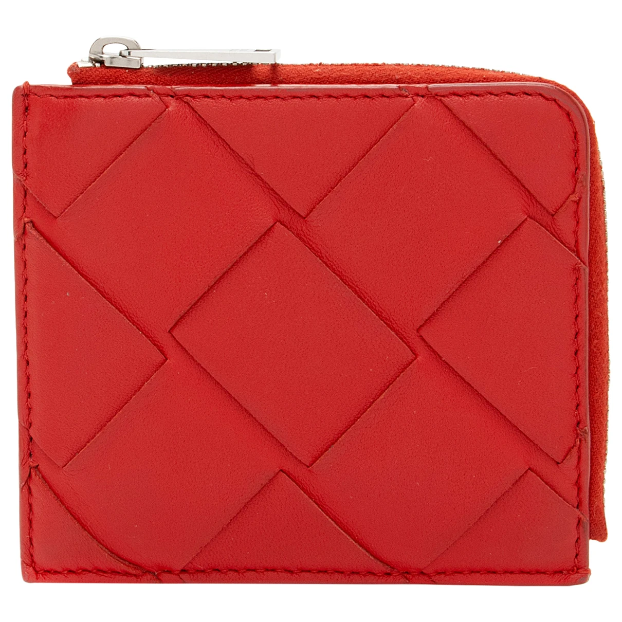 Pre-owned Bottega Veneta Leather Card Wallet In Red