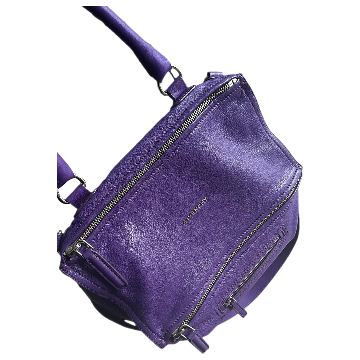 Pre-owned Givenchy Pandora Leather Handbag In Purple