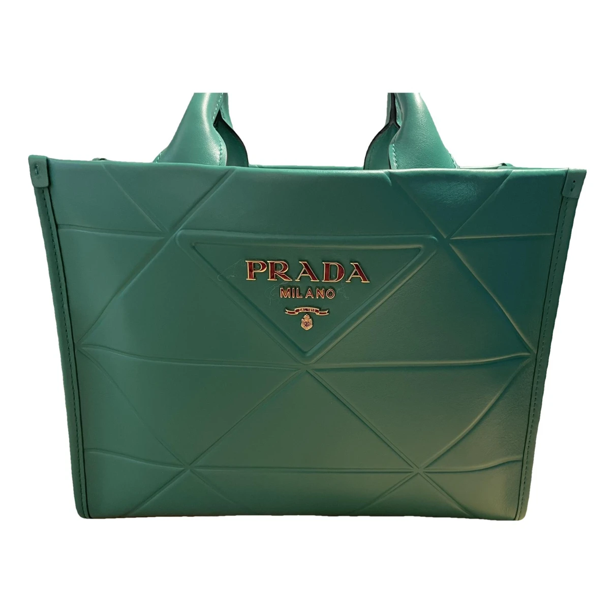 Pre-owned Prada Leather Tote In Green