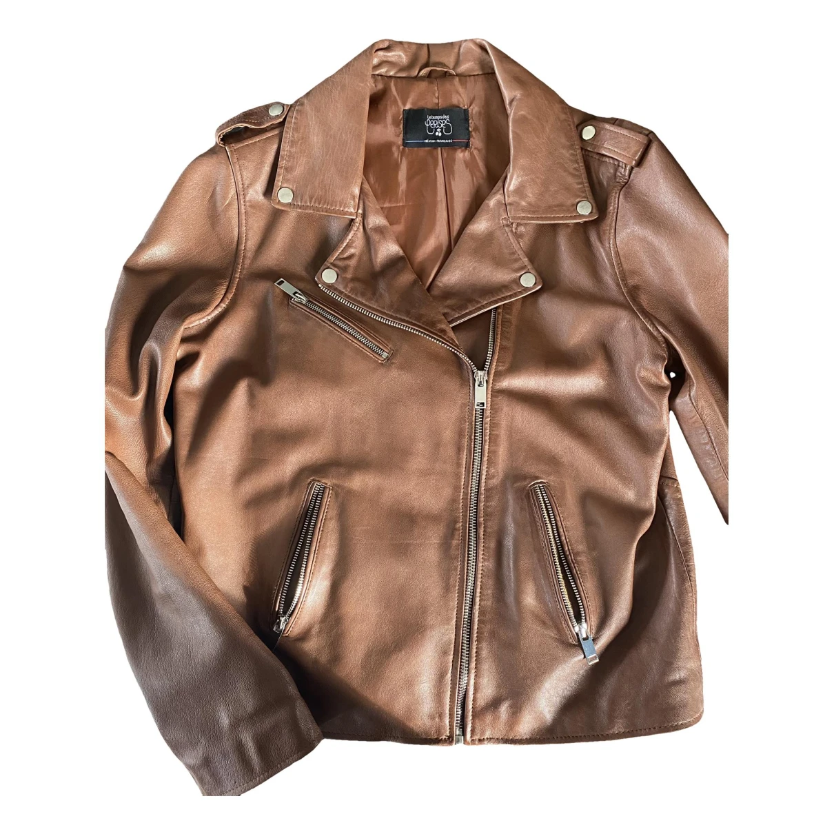 Pre-owned Le Temps Des Cerises Leather Jacket In Brown