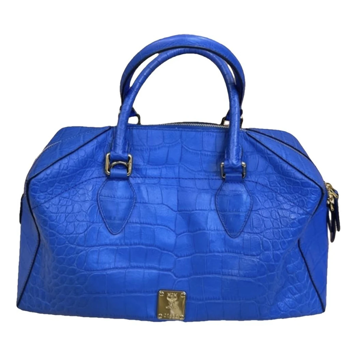 Pre-owned Mcm Boston Leather Handbag In Blue