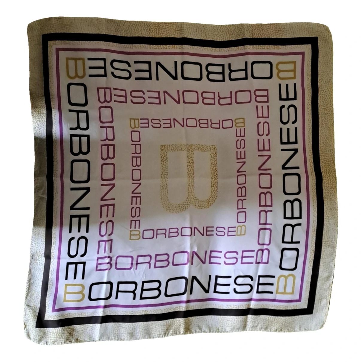 Pre-owned Borbonese Silk Neckerchief In Beige