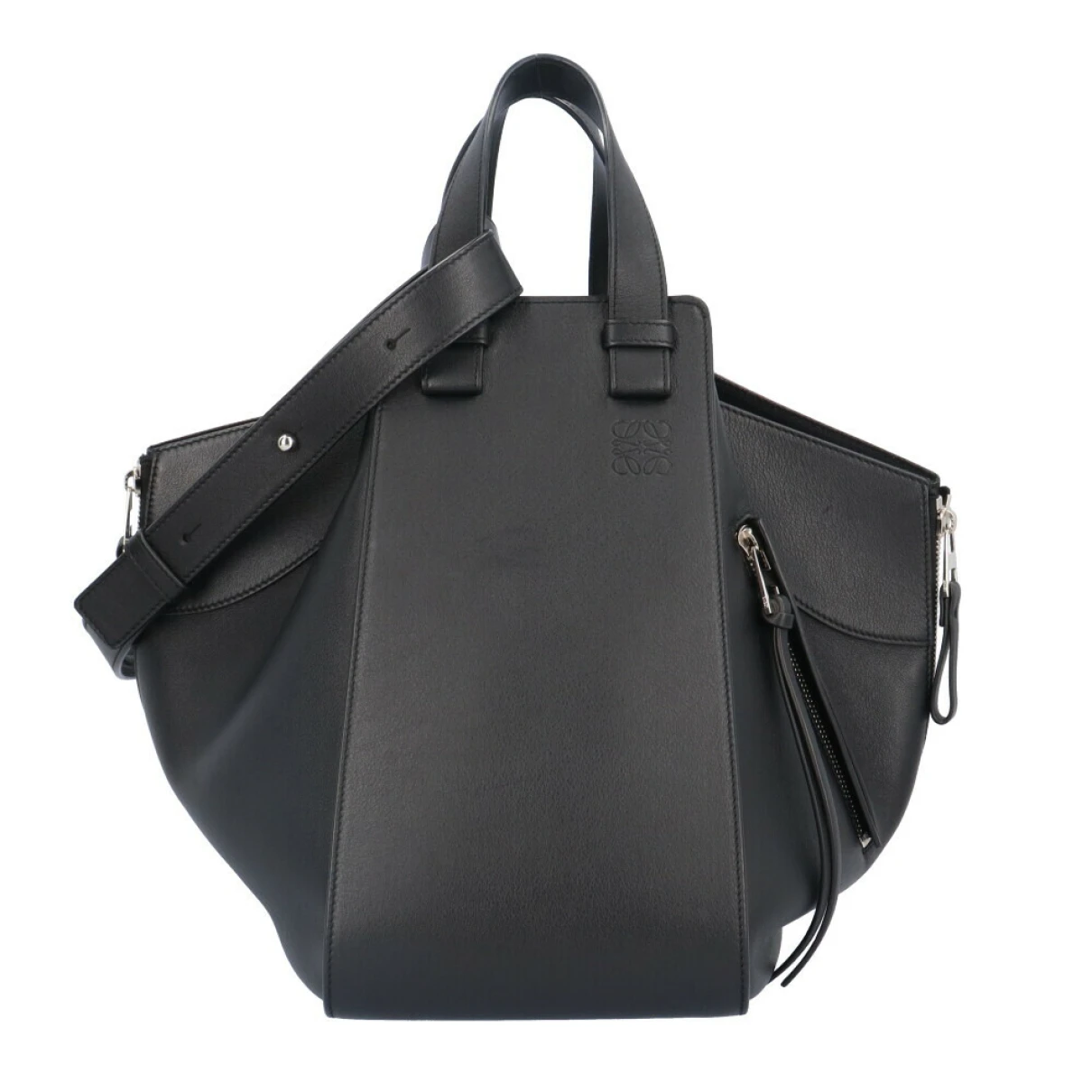 Pre-owned Loewe Hammock Leather Handbag In Black