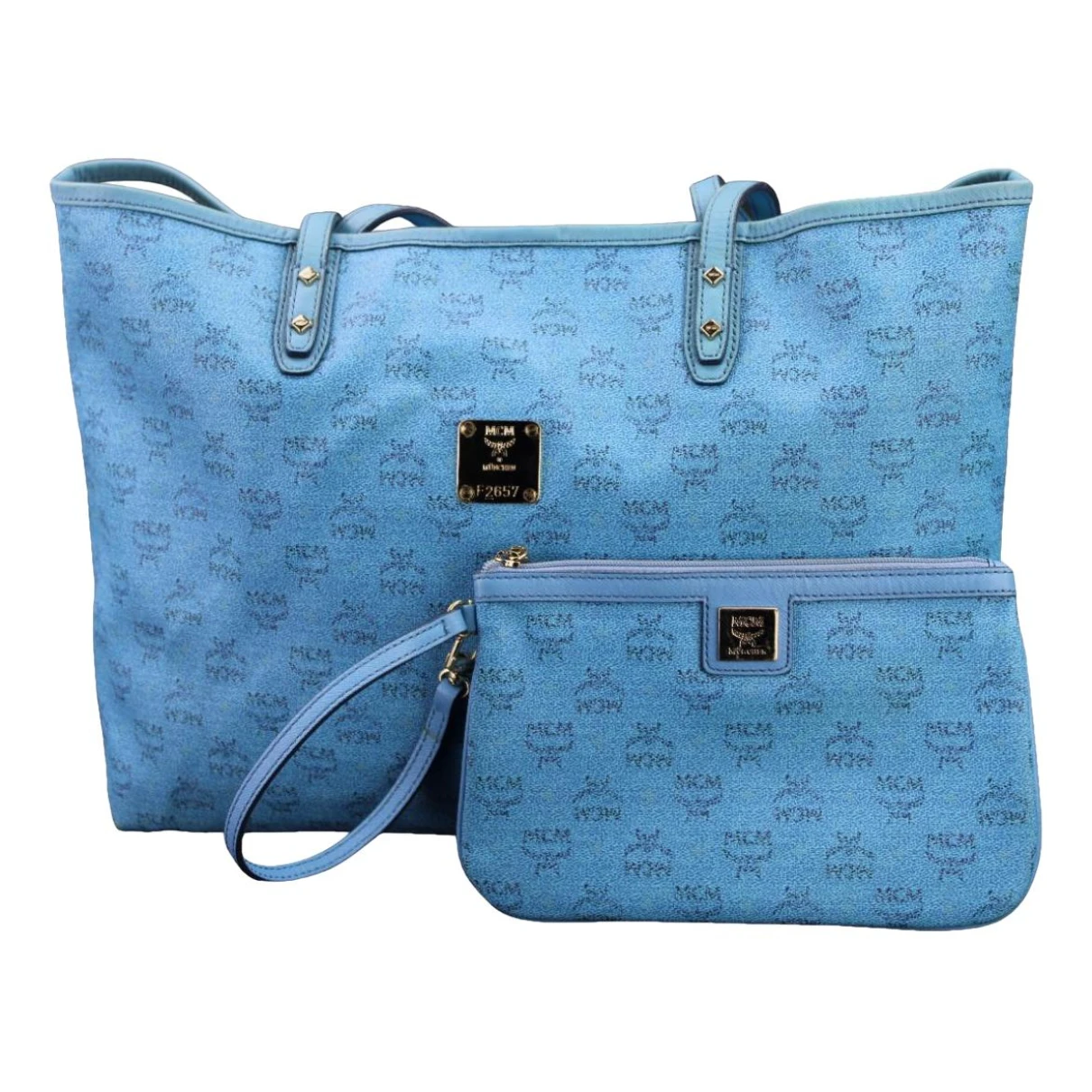 Pre-owned Mcm Cloth Tote In Blue