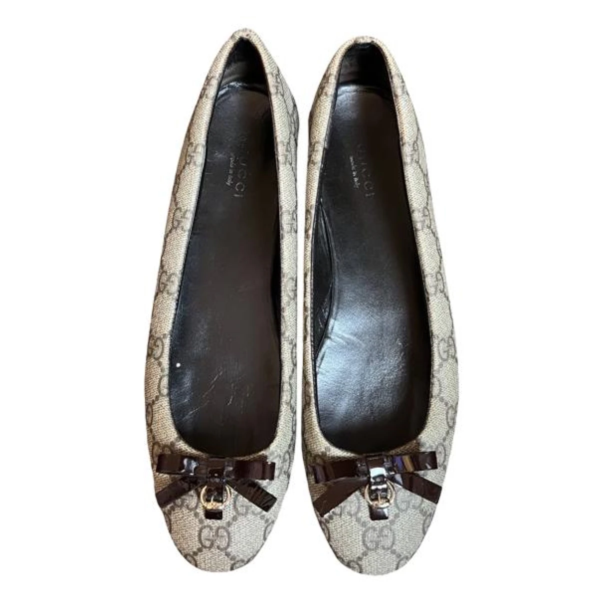 Pre-owned Gucci Cloth Ballet Flats In Brown