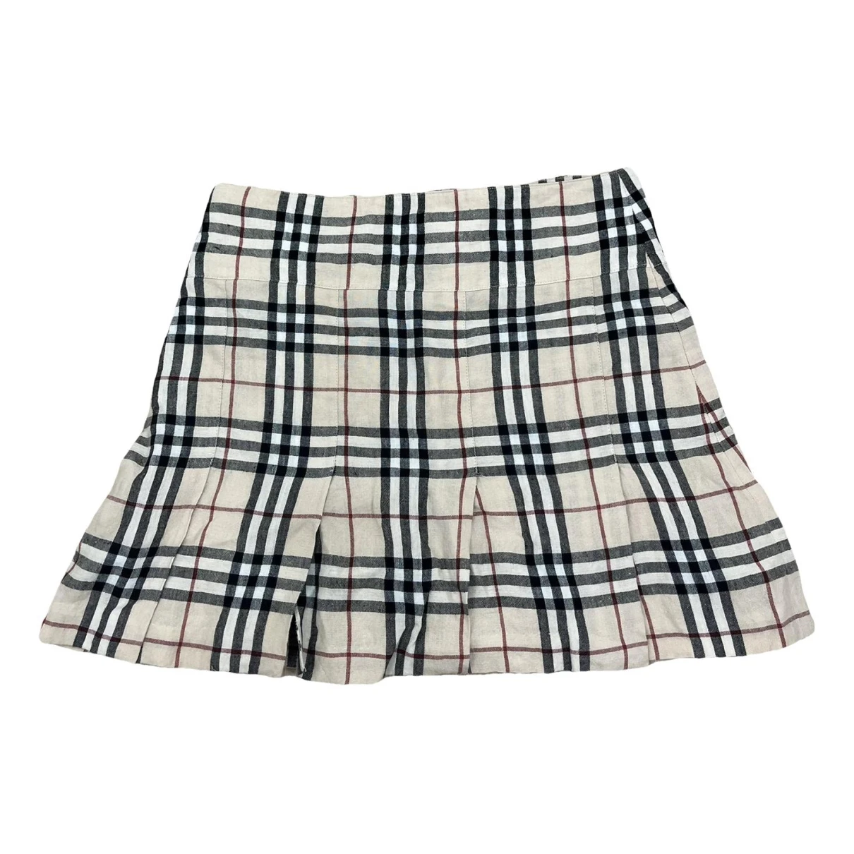 Pre-owned Burberry Linen Mini Skirt In Beige