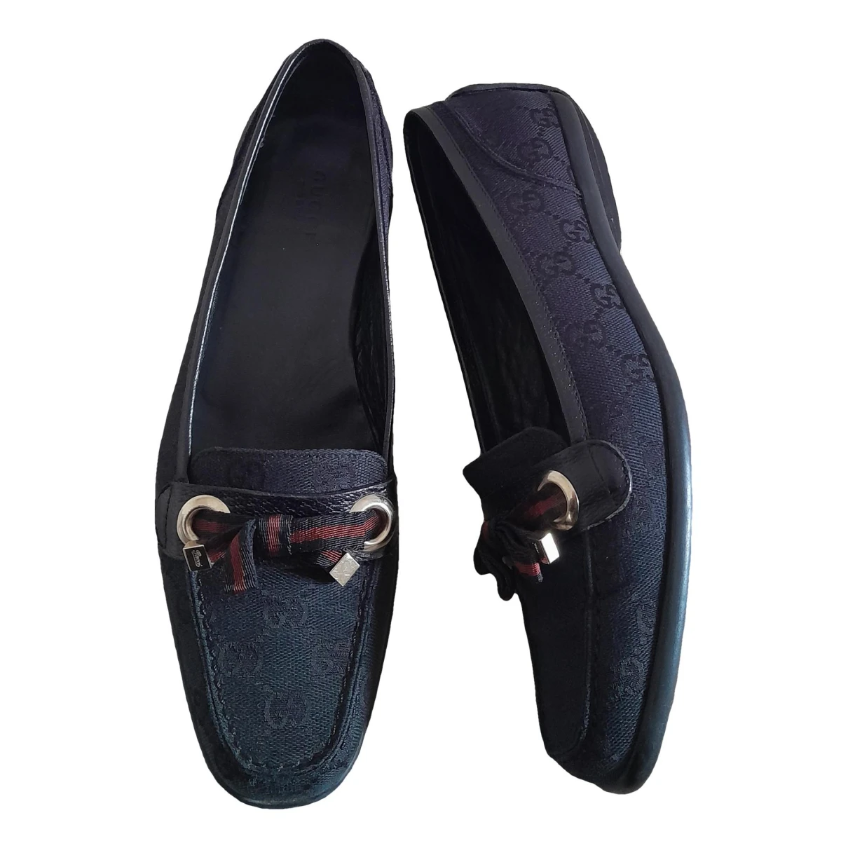 Pre-owned Gucci Cloth Flats In Black