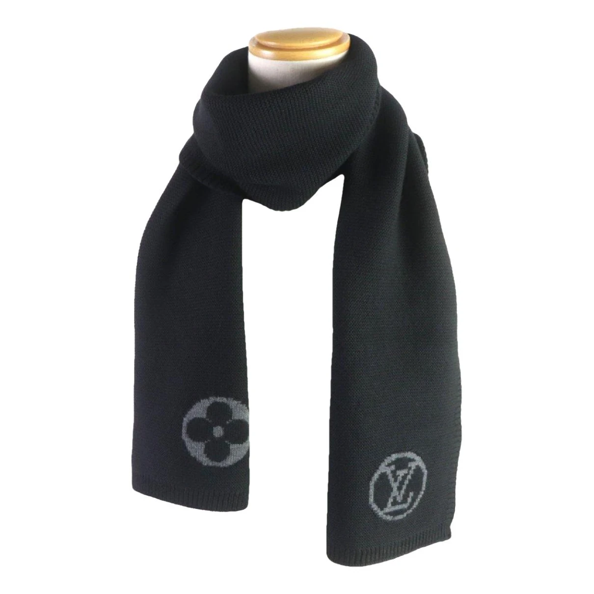 Pre-owned Louis Vuitton Wool Scarf & Pocket Square In Black