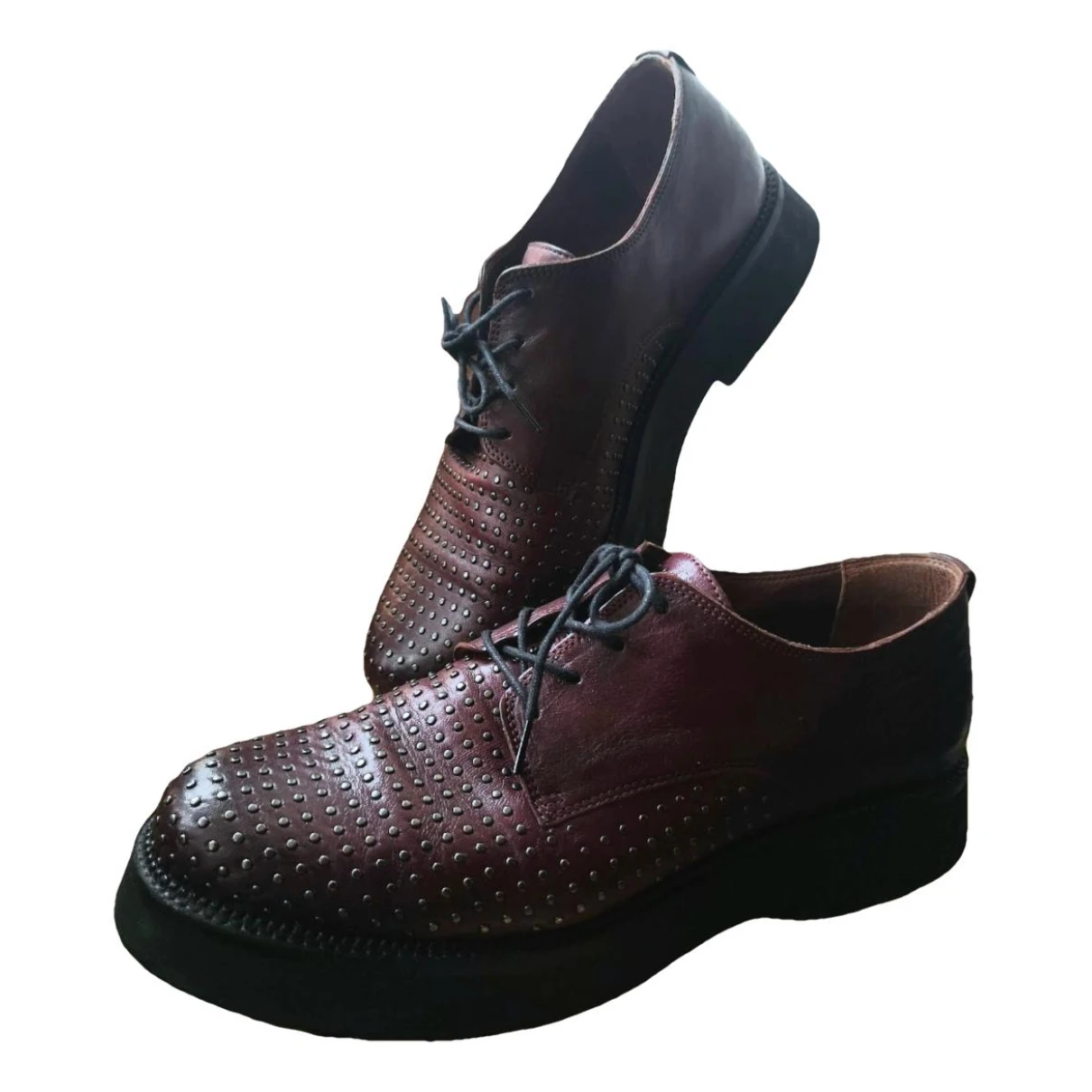 Pre-owned Mjus Leather Lace Ups In Burgundy